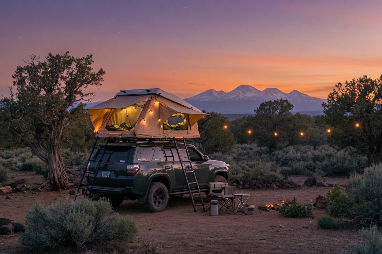 Hard-shell rooftop tent — sleeps 2